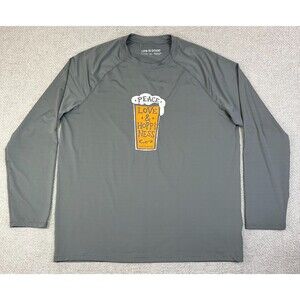 Life Is Good T-Shirt Men's XL Peace Love Hoppiness Long Sleeve Gray Beer